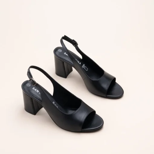 Sandales NOIR Femme CUIR Motif Uni Boucle