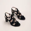 Sandales NOIR Femme CUIR Motif Uni Boucle
