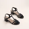 Sandales NOIR Femme CUIR Motif Uni Boucle