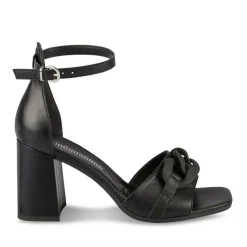 Sandales NOIR Femme CUIR Motif Chaîne Boucle