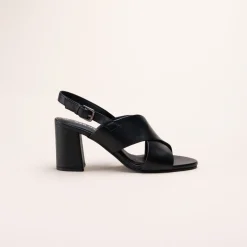 Sandales NOIR Femme CUIR Motif Uni Boucle