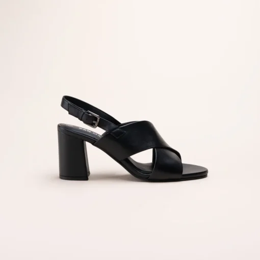 Sandales NOIR Femme CUIR Motif Uni Boucle