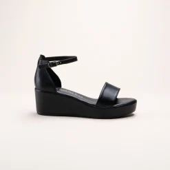 Sandales NOIR Femme CUIR Motif Uni A Enfiler