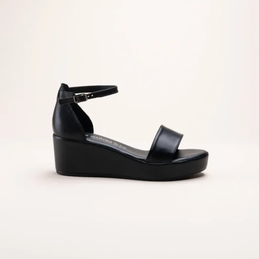 Sandales NOIR Femme CUIR Motif Uni A Enfiler