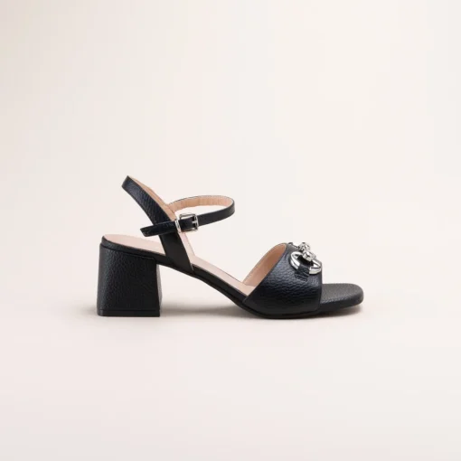 Sandales NOIR Femme CUIR Motif Uni Boucle