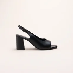 Sandales NOIR Femme CUIR Motif Uni Boucle