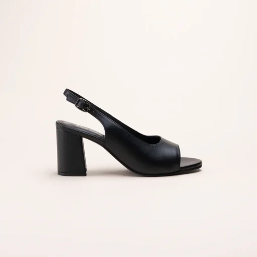 Sandales NOIR Femme CUIR Motif Uni Boucle