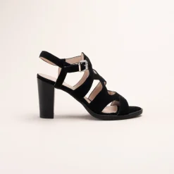Sandales NOIR Femme CUIR Motif Uni Boucle