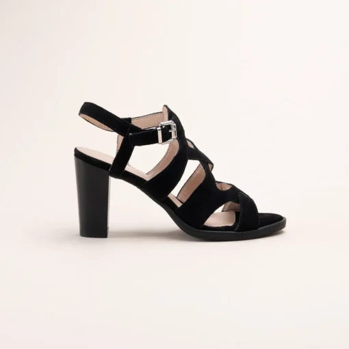 Sandales NOIR Femme CUIR Motif Uni Boucle