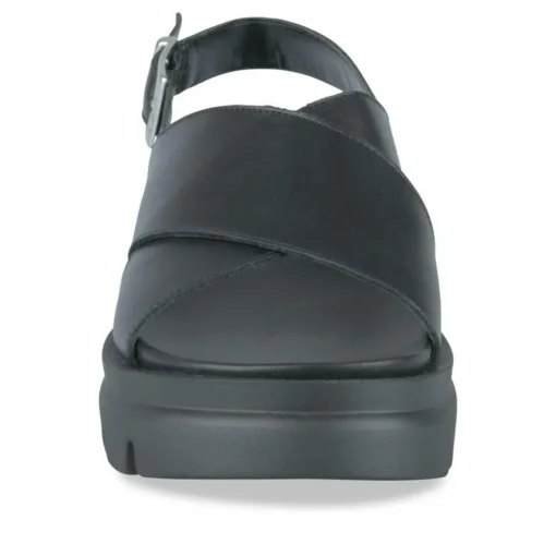 Sandales NOIR Femme CUIR Motif Uni Boucle