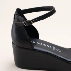 Sandales NOIR Femme CUIR Motif Uni A Enfiler
