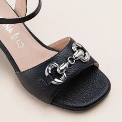Sandales NOIR Femme CUIR Motif Uni Boucle
