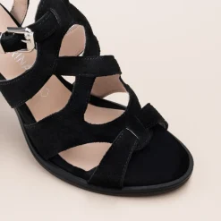 Sandales NOIR Femme CUIR Motif Uni Boucle