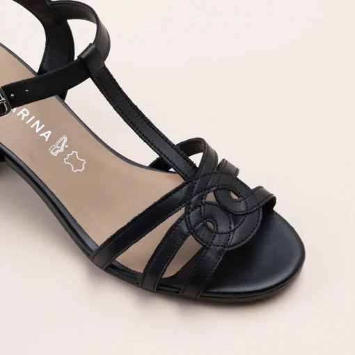 Sandales NOIR Femme CUIR Motif Uni Boucle