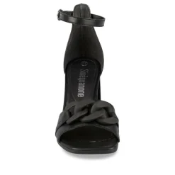 Sandales NOIR Femme CUIR Motif Chaîne Boucle