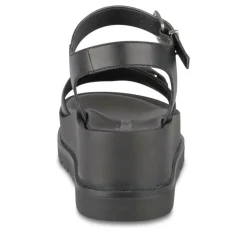 Sandales NOIR Femme CUIR Motif Chaîne Boucle