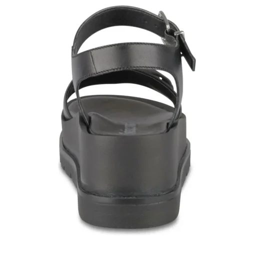 Sandales NOIR Femme CUIR Motif Chaîne Boucle