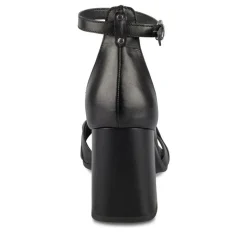Sandales NOIR Femme CUIR Motif Chaîne Boucle