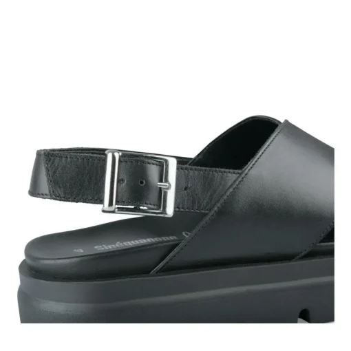 Sandales NOIR Femme CUIR Motif Uni Boucle
