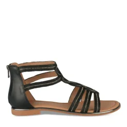 Sandales NOIR Femme Motif Paillettes Fermeture éclair