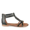 Sandales NOIR Femme Motif Paillettes Fermeture éclair