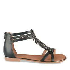 Sandales NOIR Femme Motif Paillettes Fermeture éclair