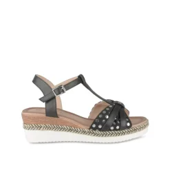Sandales NOIR Femme Motif A Pois Boucle