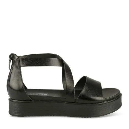 Sandales NOIR Femme Motif Animal Fermeture éclair