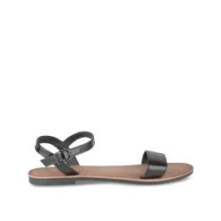Sandales NOIR Femme Motif Vernis Boucle