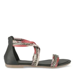 Sandales NOIR Femme Motif Fleuri Fermeture éclair