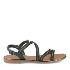 Sandales NOIR Femme Motif Paillettes Boucle