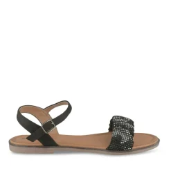Sandales NOIR Femme Motif Paillettes Boucle