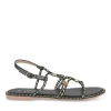 Sandales NOIR Femme Motif Rayures Boucle