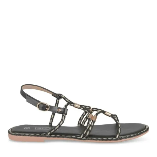 Sandales NOIR Femme Motif Rayures Boucle