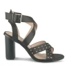 Sandales NOIR Femme Motif Clouté Boucle