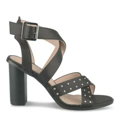 Sandales NOIR Femme Motif Clouté Boucle