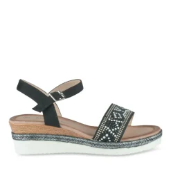 Sandales NOIR Femme Motif Paillettes Boucle
