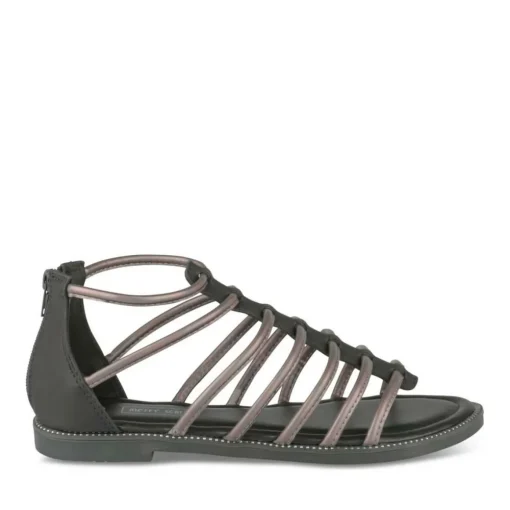 Sandales NOIR Femme Motif Uni Fermeture éclair