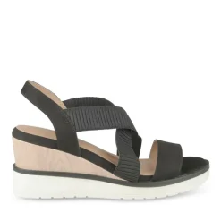 Sandales NOIR Femme Motif Uni Elastique