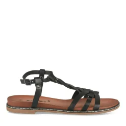 Sandales NOIR Femme Motif Animal Boucle