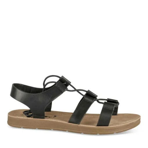 Sandales NOIR Femme Motif Uni Lacets