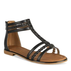 Sandales NOIR Femme Motif Uni Fermeture éclair