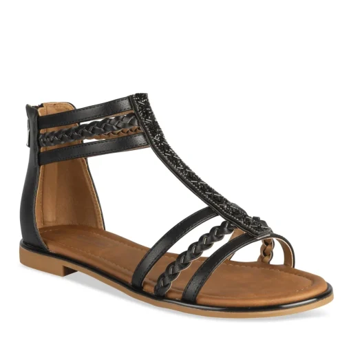 Sandales NOIR Femme Motif Uni Fermeture éclair