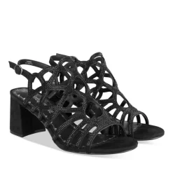 Sandales NOIR Femme Motif Paillettes Boucle