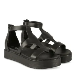 Sandales NOIR Femme Motif Animal Fermeture éclair