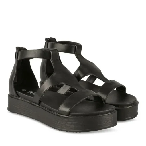 Sandales NOIR Femme Motif Animal Fermeture éclair