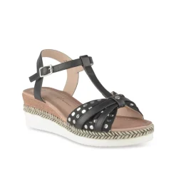 Sandales NOIR Femme Motif A Pois Boucle