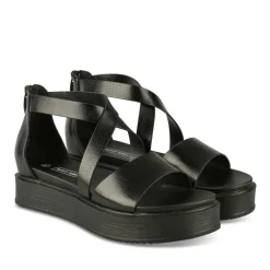 Sandales NOIR Femme Motif Animal Fermeture éclair