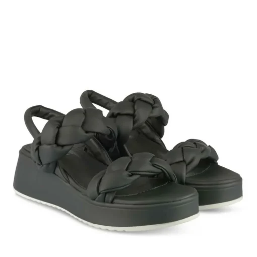 Sandales NOIR Femme Motif Tressé A Enfiler