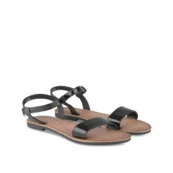 Sandales NOIR Femme Motif Vernis Boucle